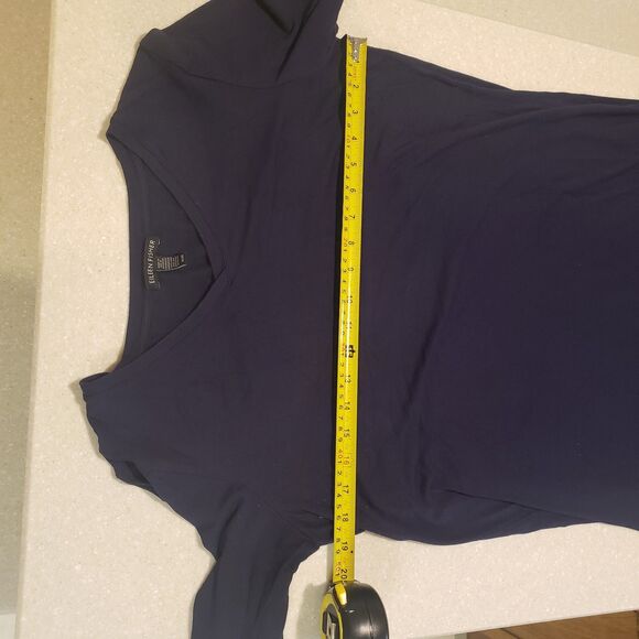 EILEEN FISHER Navy Blue Viscose Spandex Jersey 3/4 Dress Size Medium - Picture 7 of 7